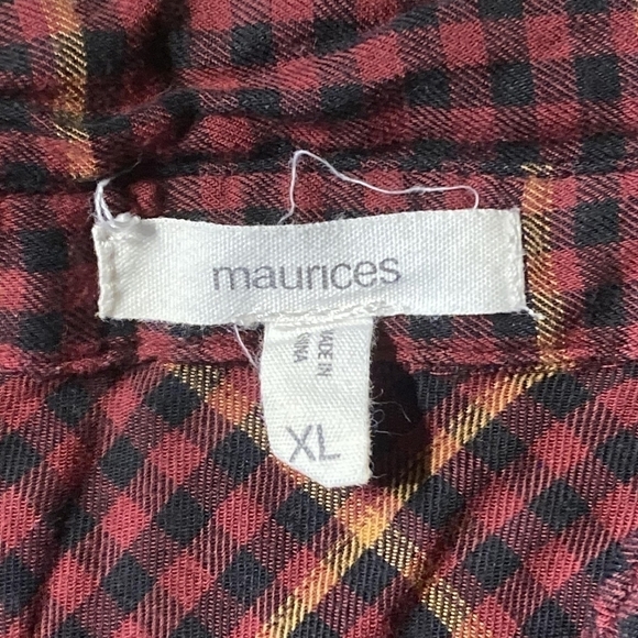 Maurices Button Up Shirt Gingham Plaid Shirt Zipper Pocket Women's XL Fall EUC - Picture 10 of 12